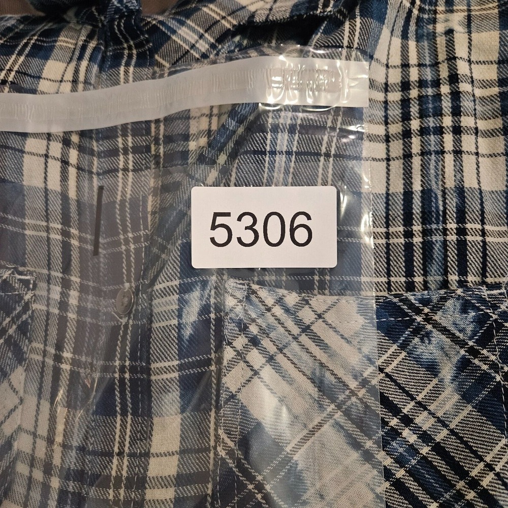 Rock & Republic Shirt Top Women Medium Blue White Plaid Button Up Long Sleeve -M - Picture 11 of 11
